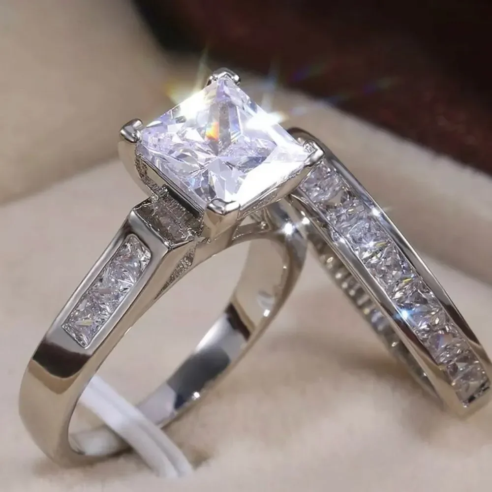 DENKAYS PRINCESS CUT BRIDAL WEDDING RING - Picture 2 of 3